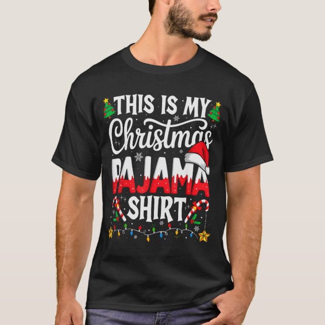 Camiseta This Is My Christmas Pajama Shirt Funny Xmas Pjs M (Frente)