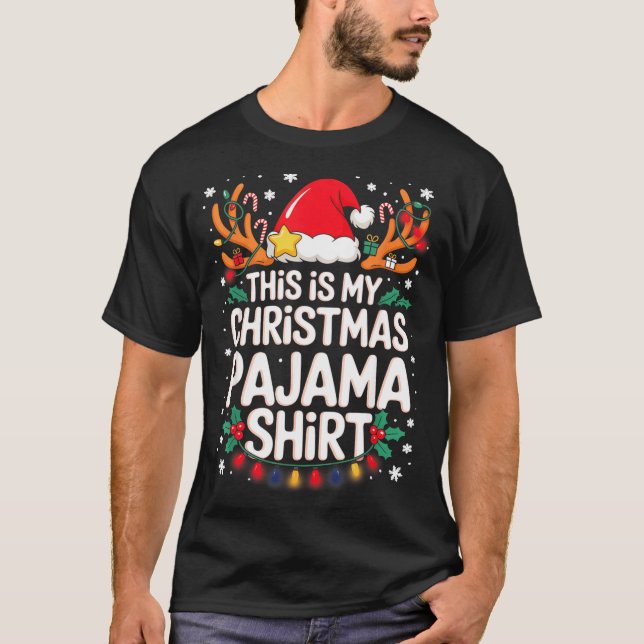 Camiseta This Is My Christmas Pajama Shirt Funny Xmas Pjs M (Frente)