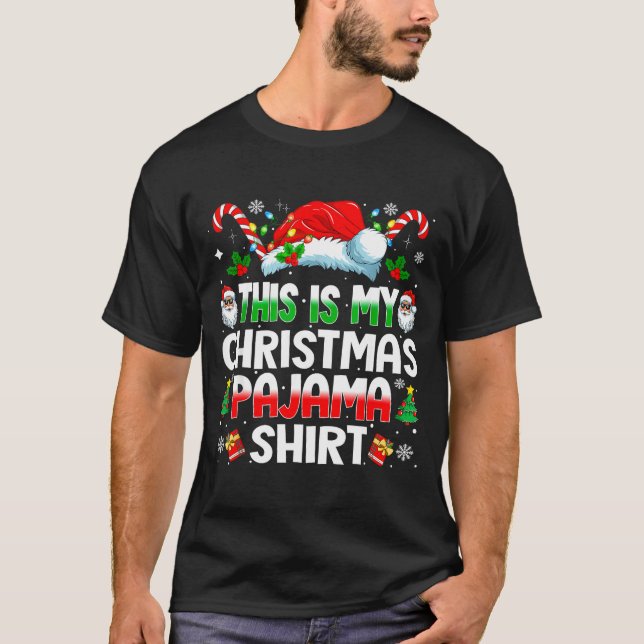 Camiseta This Is My Christmas Pajama Shirt Funny Xmas Pjs M (Frente)