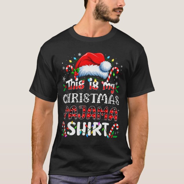 Camiseta This Is My Christmas Pajama Shirt Funny Xmas Pjs M (Frente)