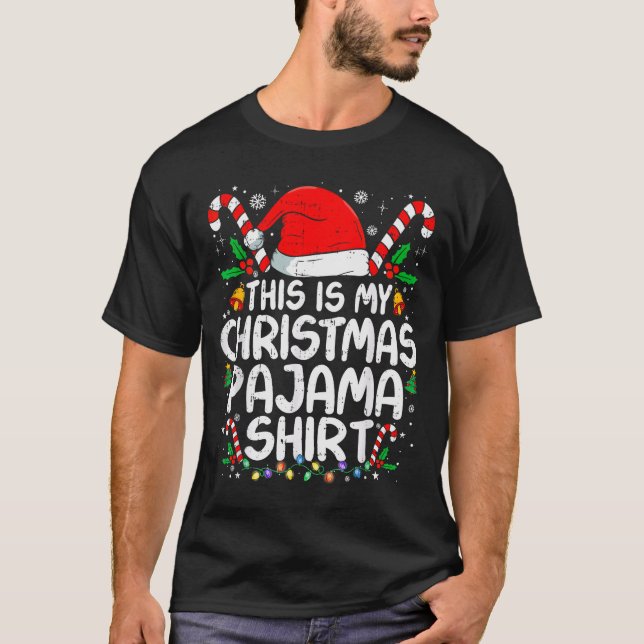 Camiseta This Is My Christmas Pajama Shirt Funny Xmas Pjs M (Frente)