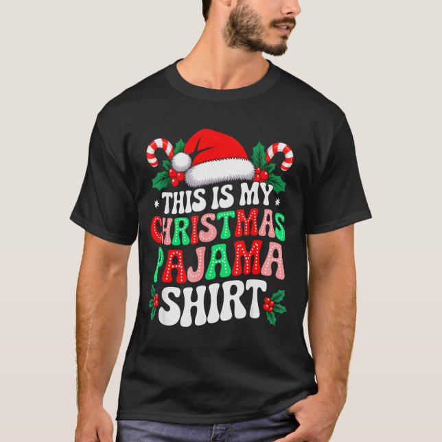 Camiseta This Is My Christmas Pajama Shirt Funny Xmas Pjs M (Frente)