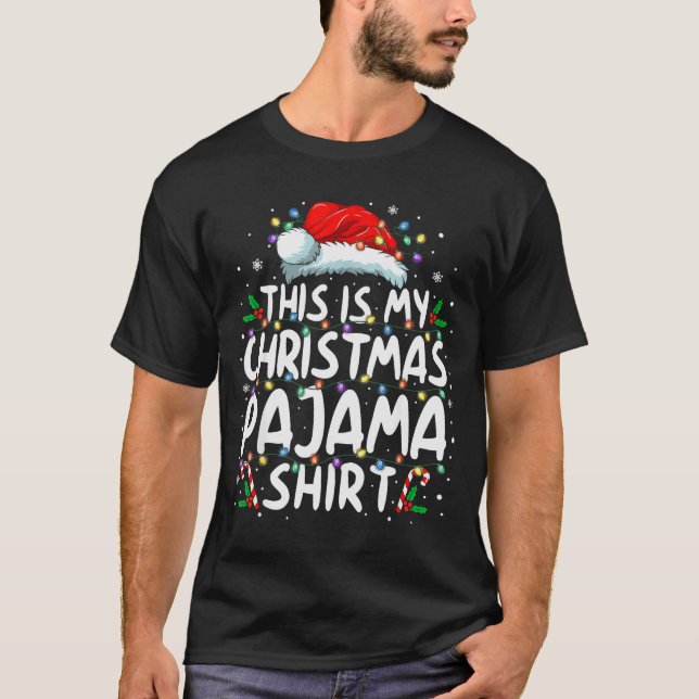 Camiseta This Is My Christmas Pajama Shirt Funny Xmas Pjs M (Frente)