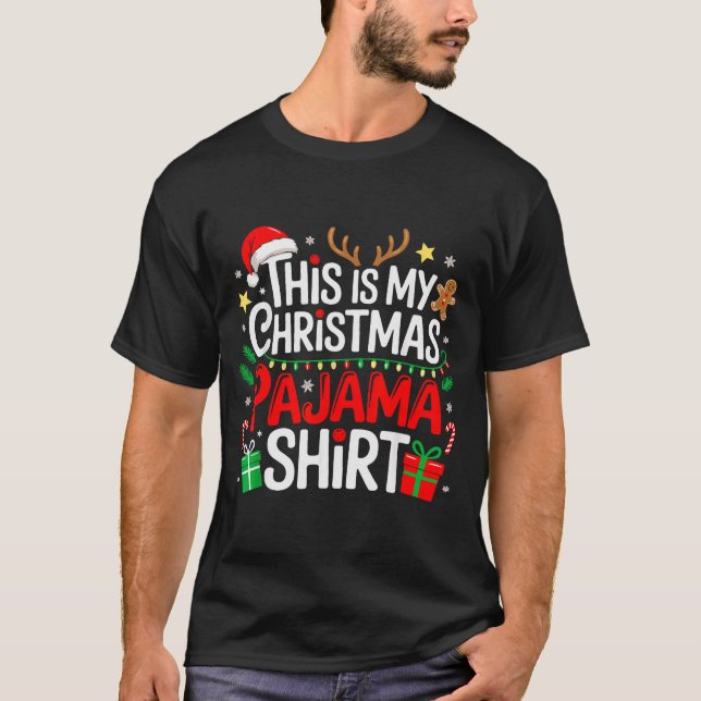 Camiseta This Is My Christmas Pajama Shirt Funny Xmas Pjs M (Frente)