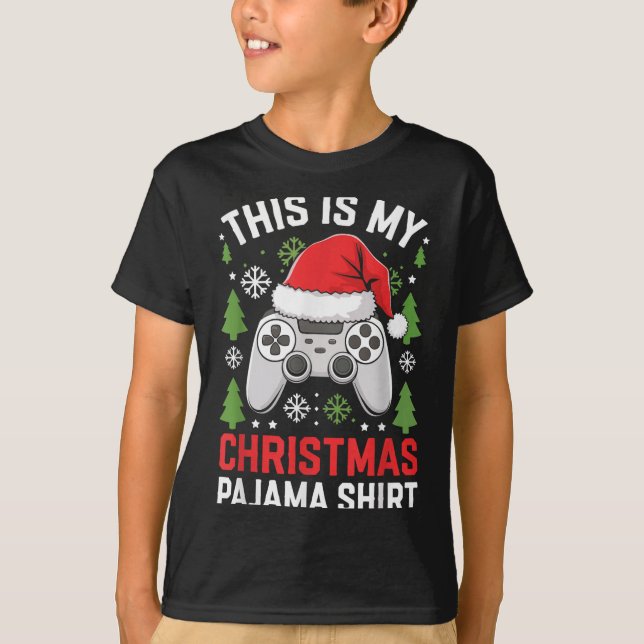 Camiseta This Is My Christmas Pajama Shirt Gamer Teen Boy X (Frente)