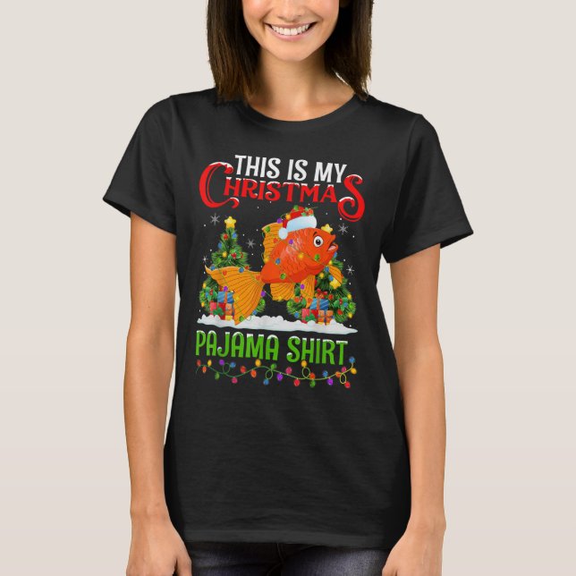 Camiseta This Is My Christmas Pajama Shirt Goldfish Christm (Frente)