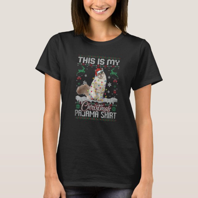 Camiseta This Is My Christmas Pajama  Siberian Cat Xmas (Frente)