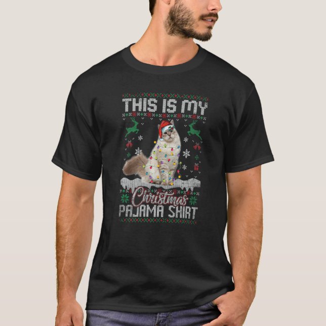 Camiseta This Is My Christmas Pajama  Siberian Cat Xmas (Frente)