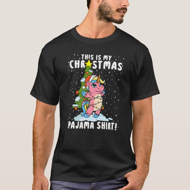 Camiseta This is My Christmas Pajama   Unicorn Girls Xmas (Frente)