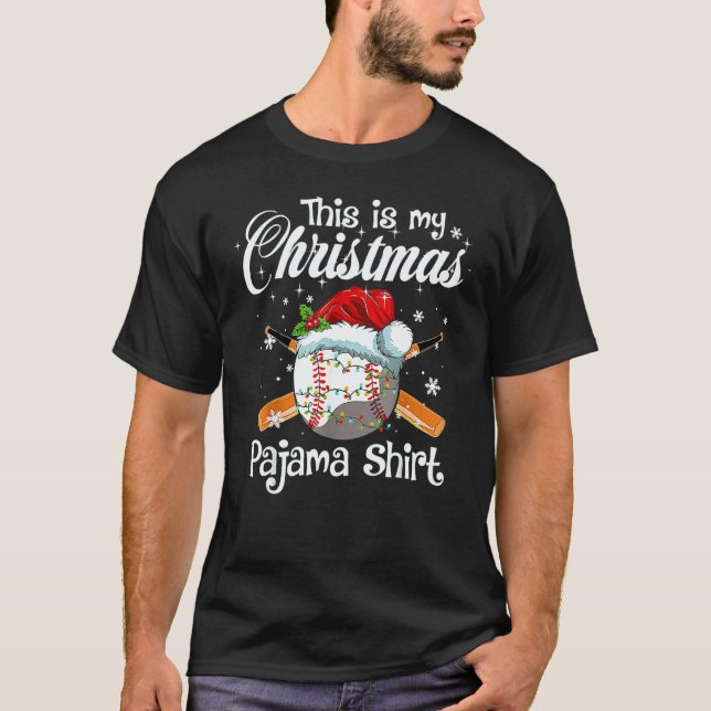 Camiseta This Is My Christmas Pajama Xmas Baseball Family M (Frente)