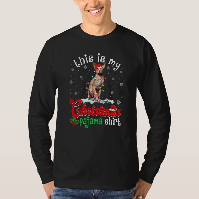 Camiseta This Is My Christmas Pajama Xmas Sphynx Cat Tree (Frente)