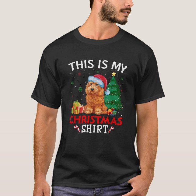 Camiseta This is My Goldendoodle Dog Santa Hat Christmas Pa (Frente)