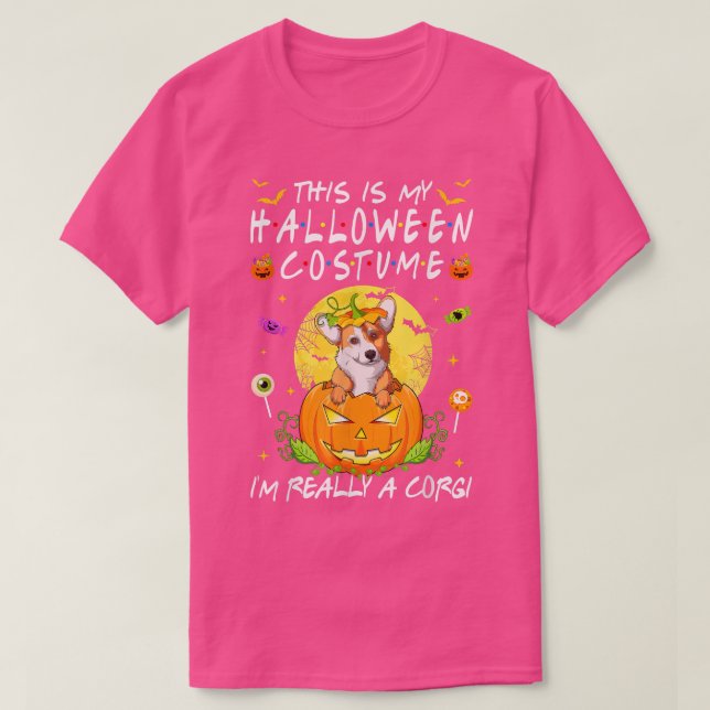Camiseta This Is My Halloween Costume I'm Really A Corgi Do (Frente do Design)
