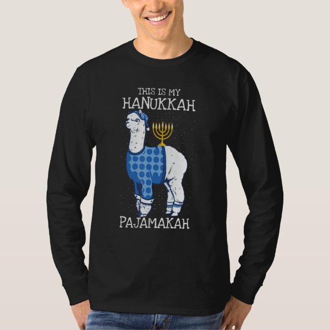 Camiseta This is My Hanukkah Pajamakah Llama Menorah  Pajam (Frente)