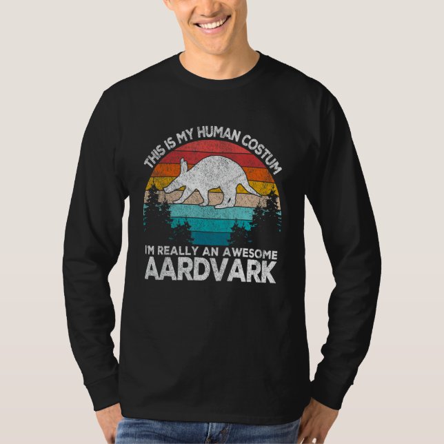 Camiseta This Is My Human Costum Retro Aardvark  Aardvark (Frente)