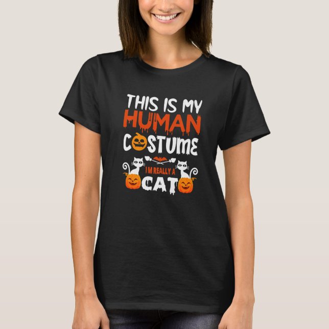 Camiseta This Is My Human Costume I'm Really A Cat Pumkin H (Frente)