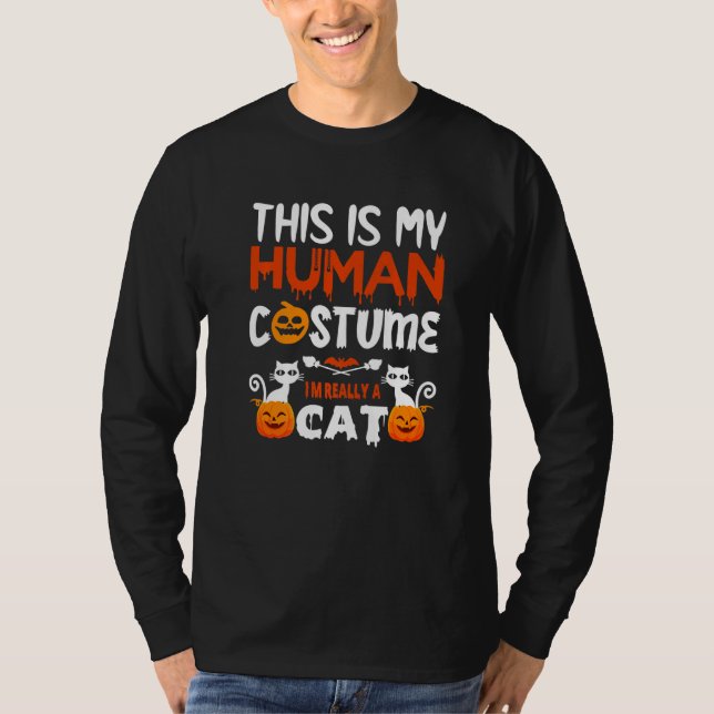 Camiseta This Is My Human Costume I'm Really A Cat Pumkin H (Frente)