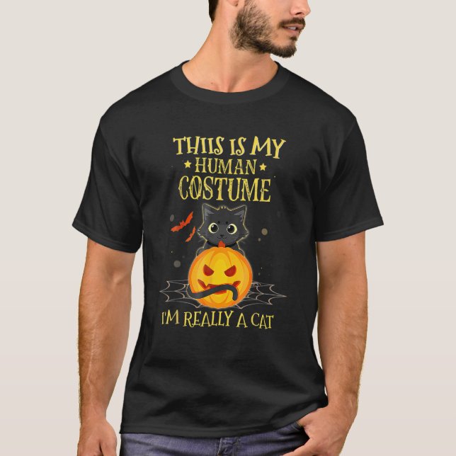 Camiseta This Is My Human Costume I'm Really A Cat Pumkin H (Frente)