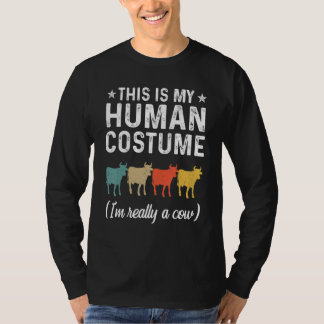 Camiseta This Is My Human Costume I'm Really A Cow Retro Ha