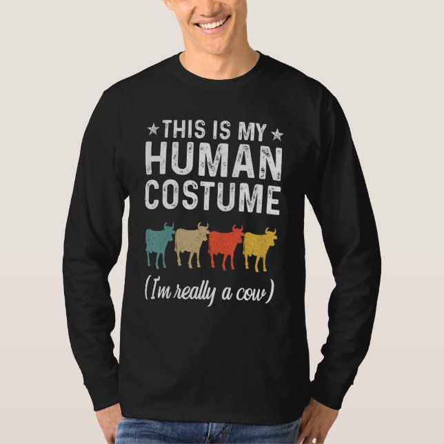 Camiseta This Is My Human Costume I'm Really A Cow Retro Ha (Frente)