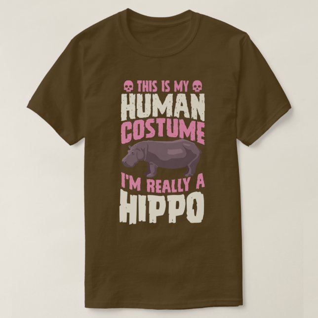 Camiseta This Is My Human Costume I'm Really A Hippo Hallow (Frente do Design)