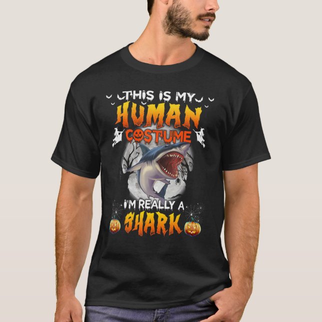 Camiseta This Is My Human Costume I'm Really A Shark Hallow (Frente)
