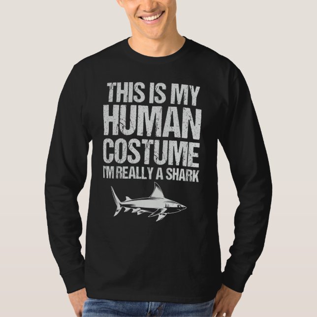 Camiseta This is My Human Costume I'm Really a Shark Hallow (Frente)