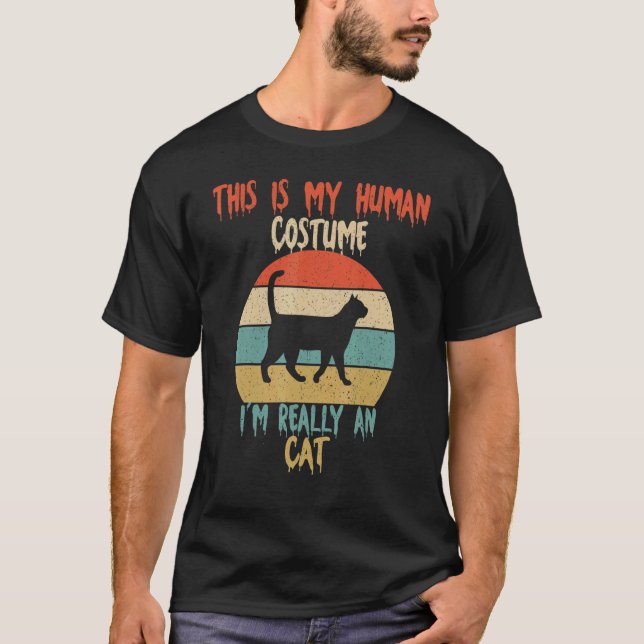 Camiseta This Is My Human Costume I'm Really An Cat Hallowe (Frente)