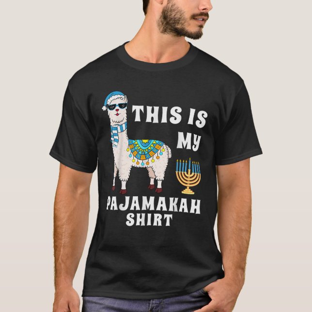 Camiseta This is My Pajamakah Funny Llama Hanukkah Pajama G (Frente)