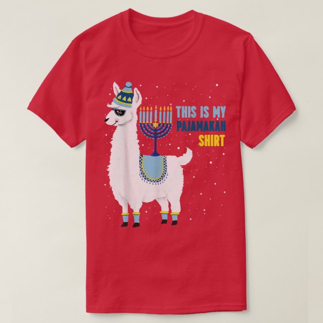 Camiseta This Is My Pajamakah  Hanukkah Menorah And Llama A (Frente do Design)