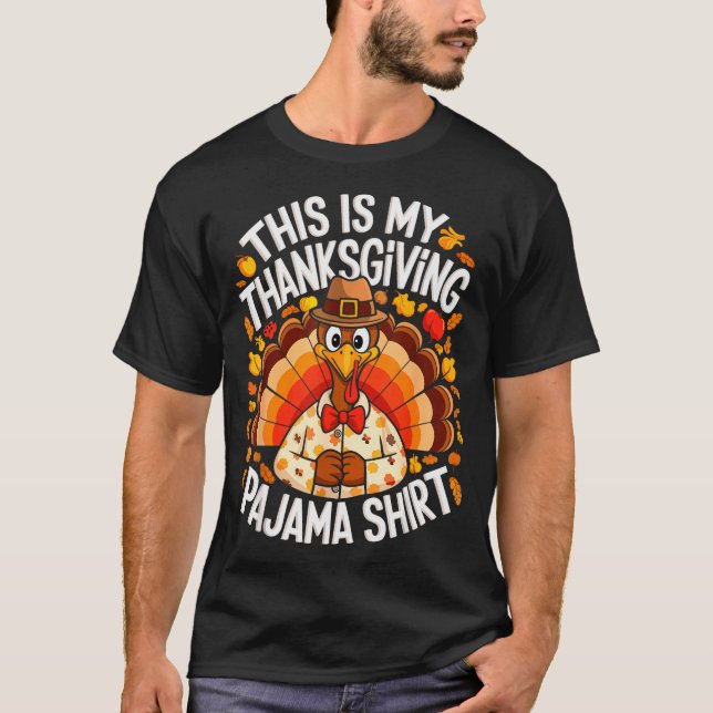 Camiseta This Is My Thanksgiving Pajama Shirt Adult Kid Men (Frente)