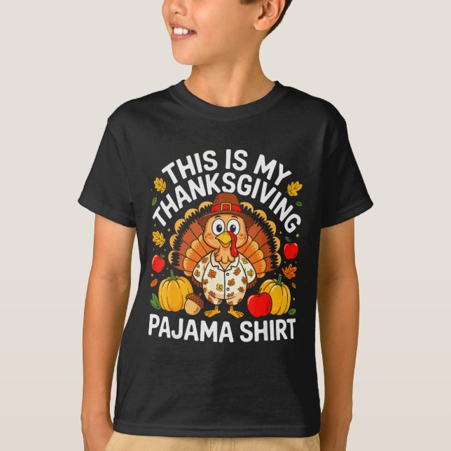 Camiseta This Is My Thanksgiving Pajama Shirt Adult Kid Men (Frente)