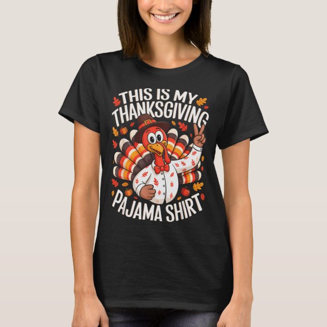 Camiseta This Is My Thanksgiving Pajama Shirt Pjs Adult Kid (Frente)