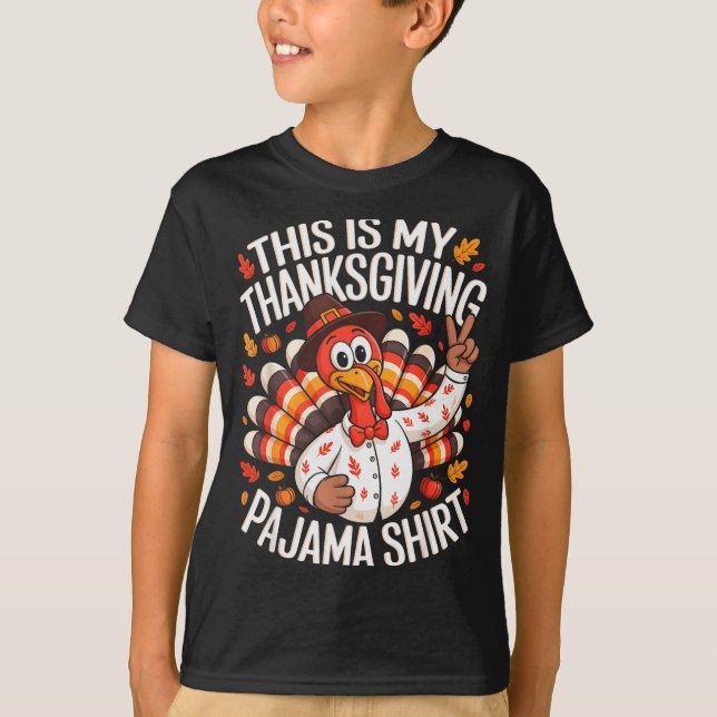 Camiseta This Is My Thanksgiving Pajama Shirt Pjs Adult Kid (Frente)