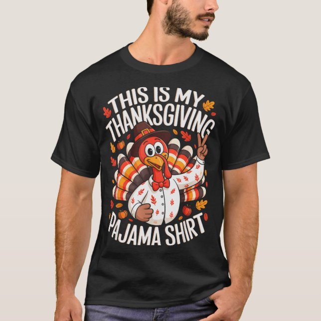Camiseta This Is My Thanksgiving Pajama Shirt Pjs Adult Kid (Frente)