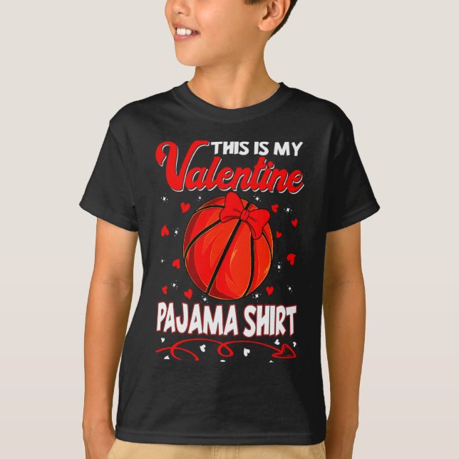 Camiseta This Is My Valentines Basketball Pajama For Kids B (Frente)