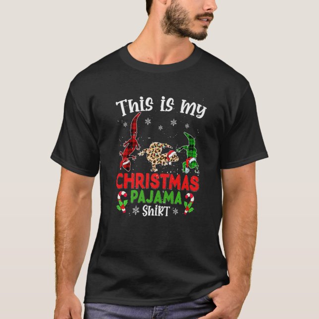 Camiseta This Is My Xmas Pajama Leopard Gecko Animals Leopa (Frente)
