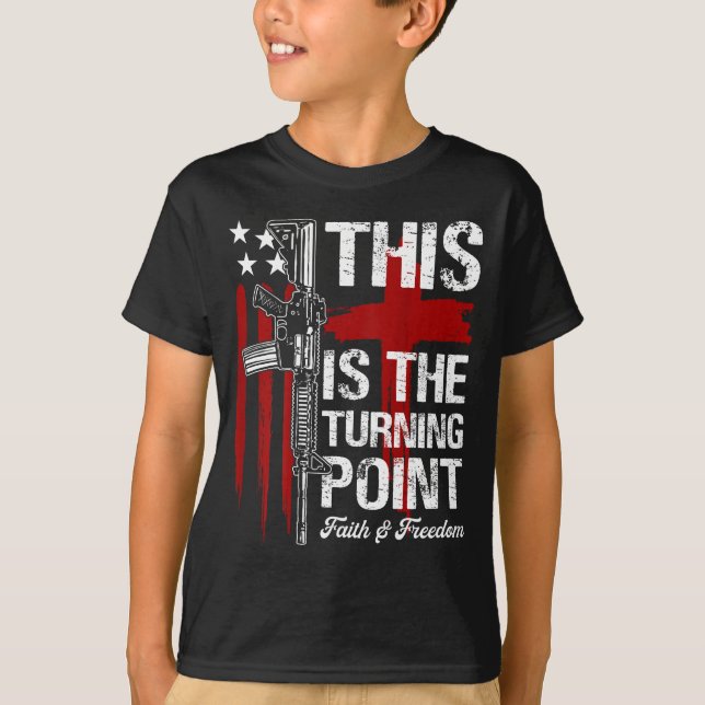 Camiseta This Is The Turning Int Faith Cross Us Flag Patrio (Frente)
