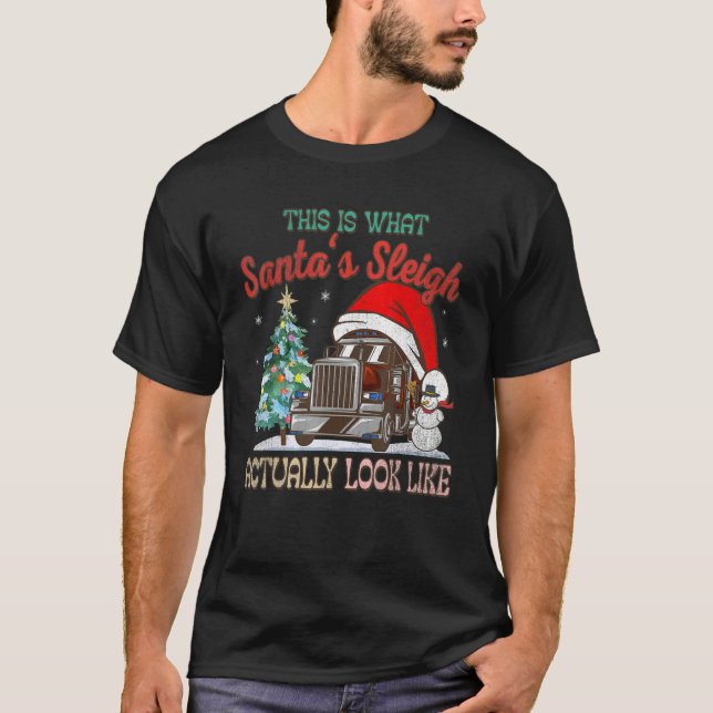 Camiseta This Is What My Santa's Sleigh Firefighter Truck C (Frente)