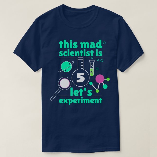 Camiseta This Mad Scientist is 5 Birthday Fifth 5th Science (Frente do Design)