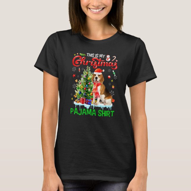 Camiseta This My Christmas Pajama  Beagle Scarf Santa Xmas (Frente)
