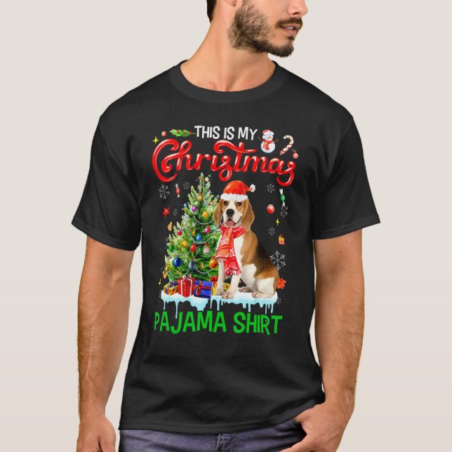Camiseta This My Christmas Pajama   Beagle Scarf Santa Xmas (Frente)