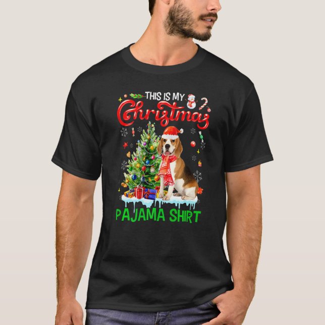 Camiseta This My Christmas Pajama  Beagle Scarf Santa Xmas (Frente)