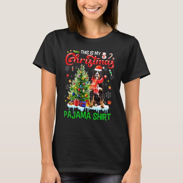 Camiseta This My Christmas Pajama   Bernese Mountain Santa  (Frente)
