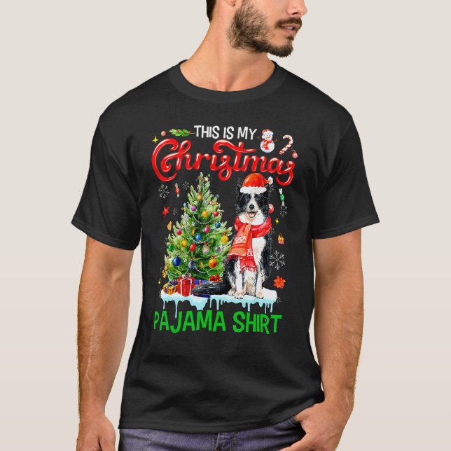 Camiseta This My Christmas Pajama   Border Collie Santa Xma (Frente)