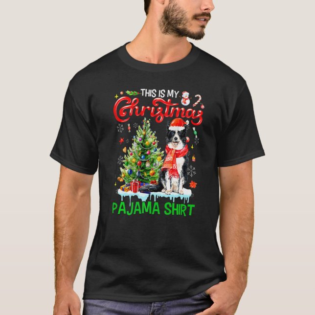 Camiseta This My Christmas Pajama  Border Collie Santa Xmas (Frente)