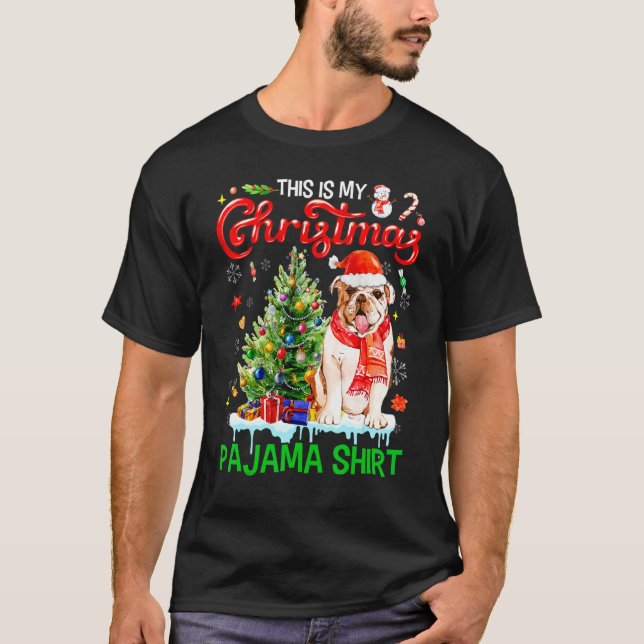 Camiseta This My Christmas Pajama   Bulldog Scarf Santa Xma (Frente)