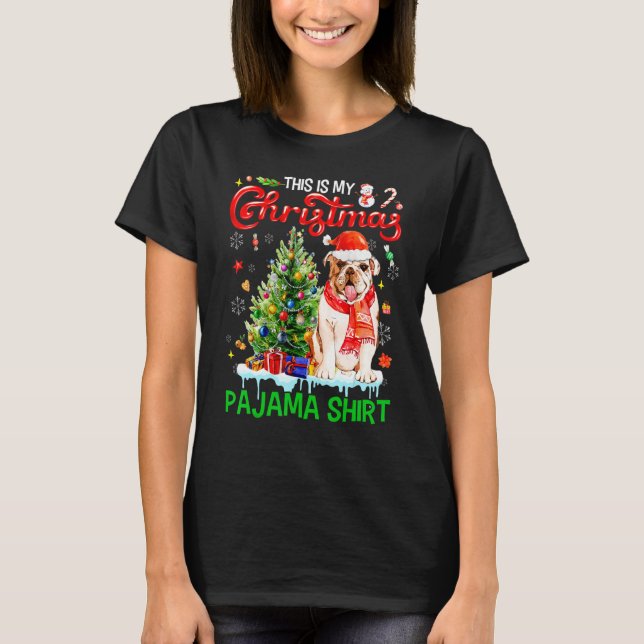 Camiseta This My Christmas Pajama   Bulldog Scarf Santa Xma (Frente)