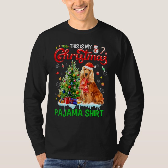 Camiseta This My Christmas Pajama   Cocker Spaniel Santa Xm (Frente)