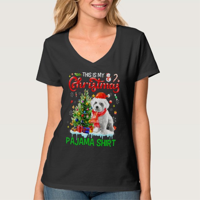 Camiseta This My Christmas Pajama   Maltese Scarf Santa Xma (Frente)